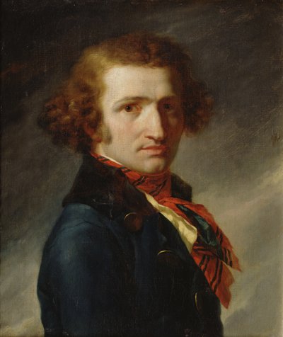 Portret van een man in blauwe kleren door Anne Louis Girodet de Roucy Trioson